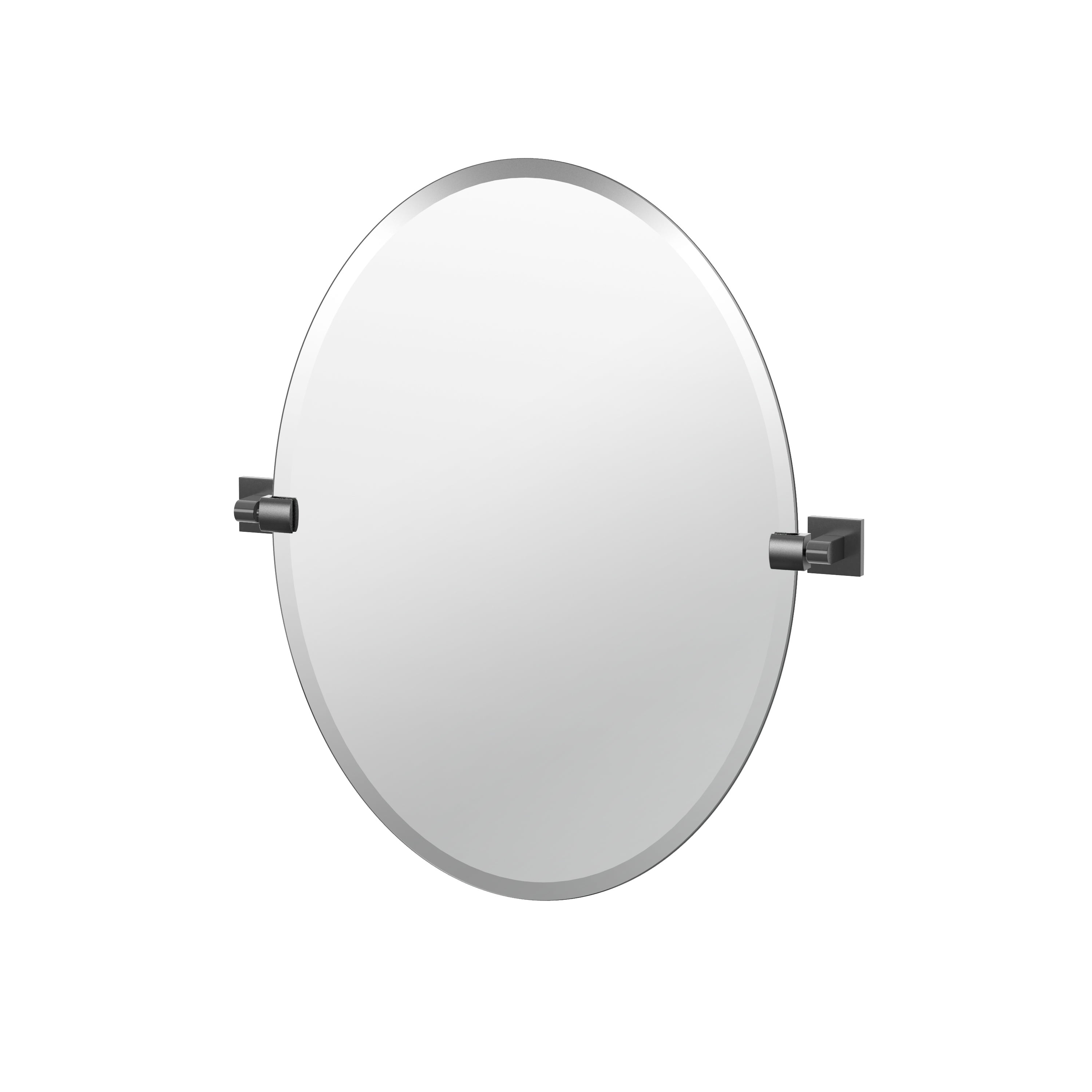 Elevate Frameless Oval Wall Mirror | Bathroom Vanity Pivoting and Beveled Mirror