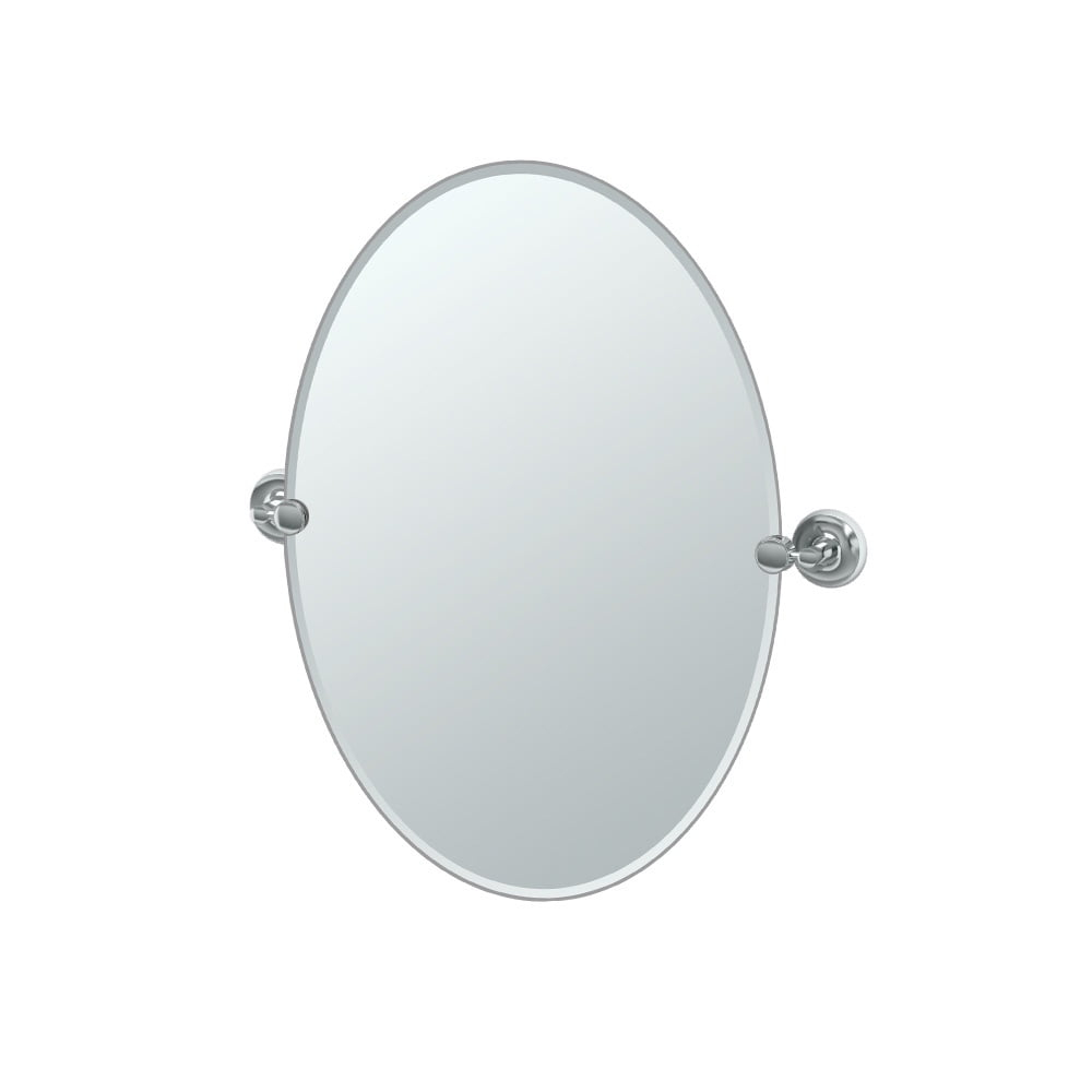 Designer II Frameless Wall Mounted Oval Bathroom Vanity Mirror | Pivoting and Beveled Wall Mirror