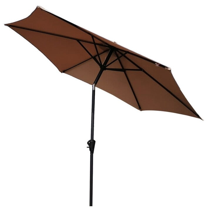 GatherCraft Reva 9 Feet Pole Umbrella with Carry Bag and Base Taupe