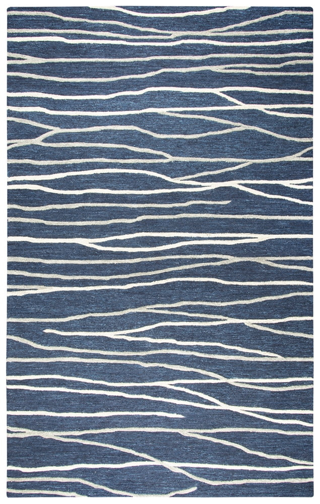 Gatney Rugs Vista Area Rug ID970A Navy Lines Jagged 10' x 13' Rectangle