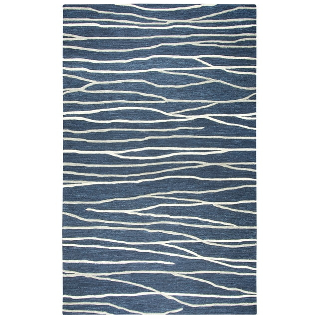 Gatney Rugs Vista Area Rug ID970A Navy Lines Jagged 10' x 13' Rectangle