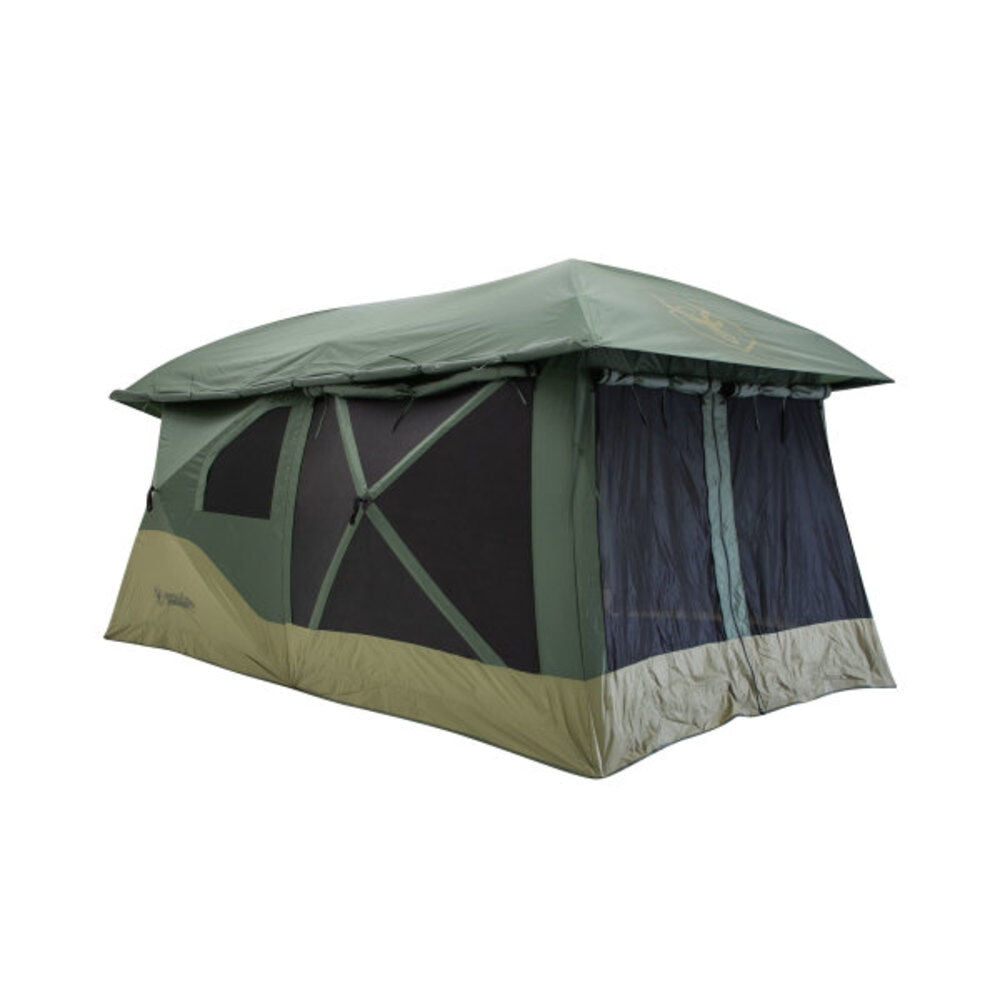 Gazelle Tents T4 Plus Hub Tent Overland Edition, Easy 90 Second Set-Up, Waterproof, UV Resistant, Removable Floor, 4-8 Person, Alpine Green/Oak Moss, 78" x 94" x 165", GT451GR