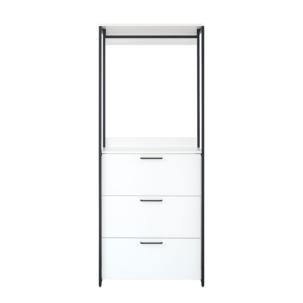 Fiona Wood and Metal Walk-in Closet with Three Drawers