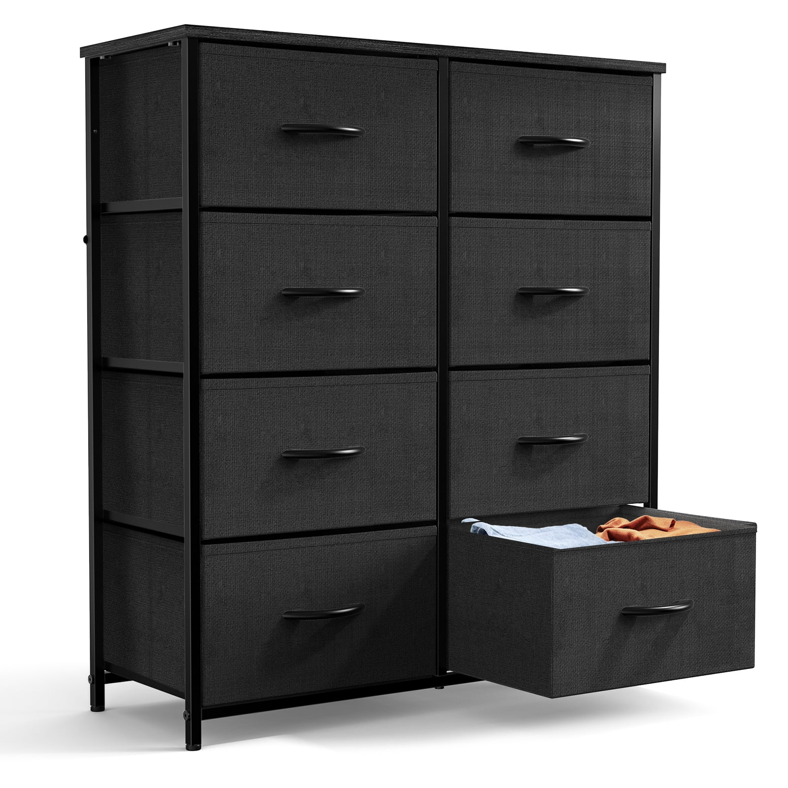 Dresser, Dresser for Bedroom Drawer Organizer Storage Drawers, Fabric Storage Tower with 8 Drawers, Chest of Drawers with Steel Frame, Wood Top for Nursery, Living Room, Closet