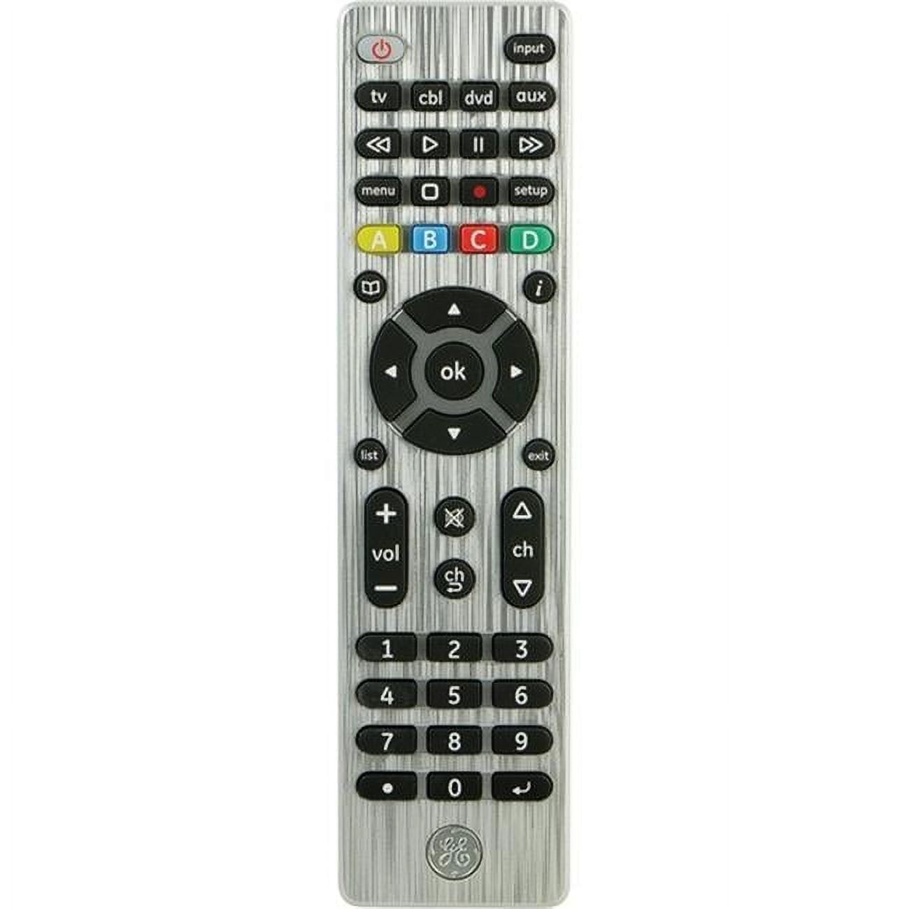 GE 4-Device Universal TV Remote Control in Brushed Silver, 33709