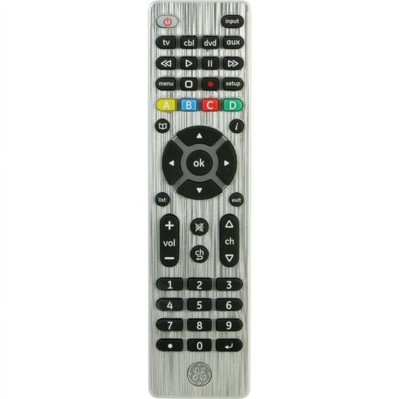 GE 4-Device Universal TV Remote Control in Brushed Silver, 33709