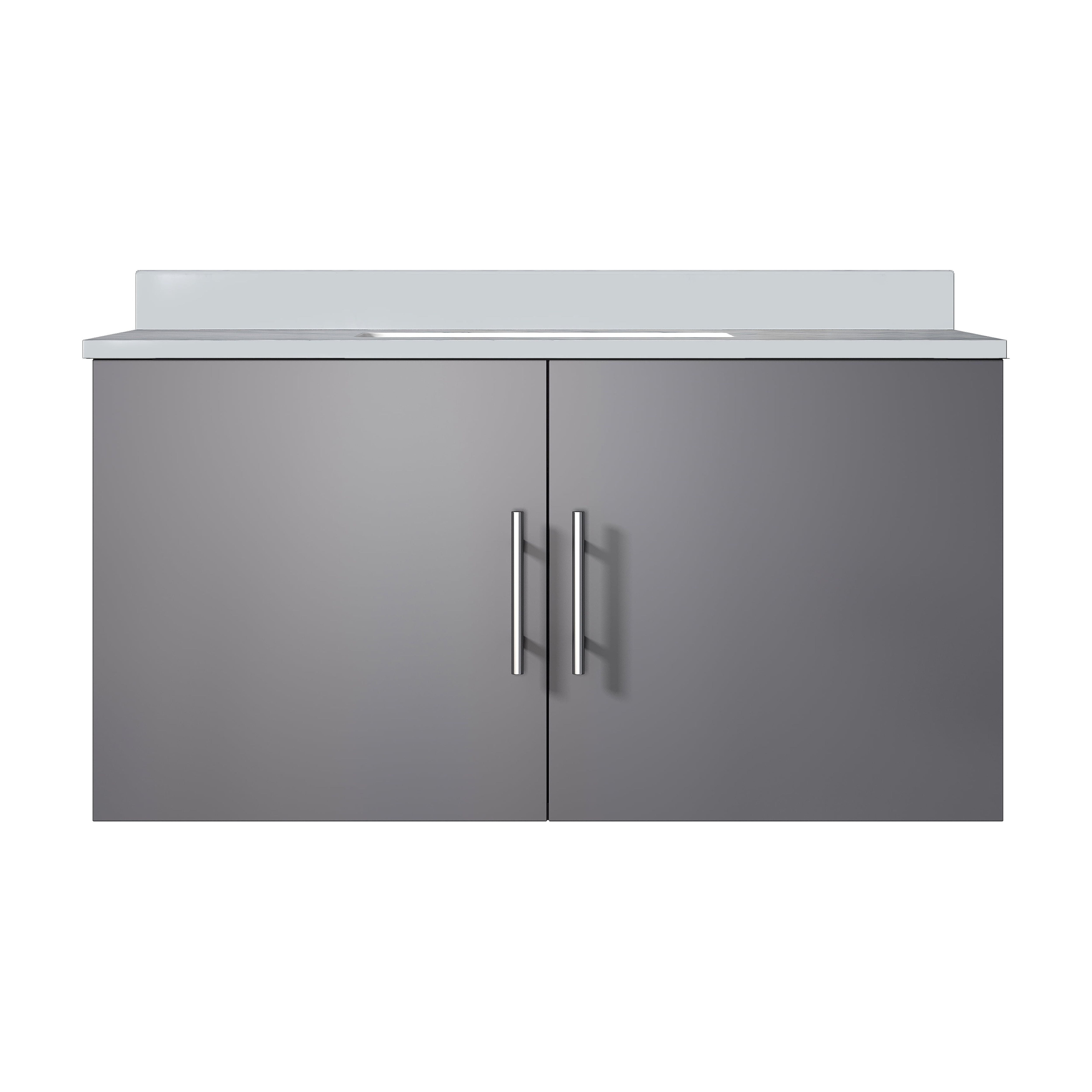 Geneva 36 in. W Dark Grey Bath Vanity and Cultured Marble Top