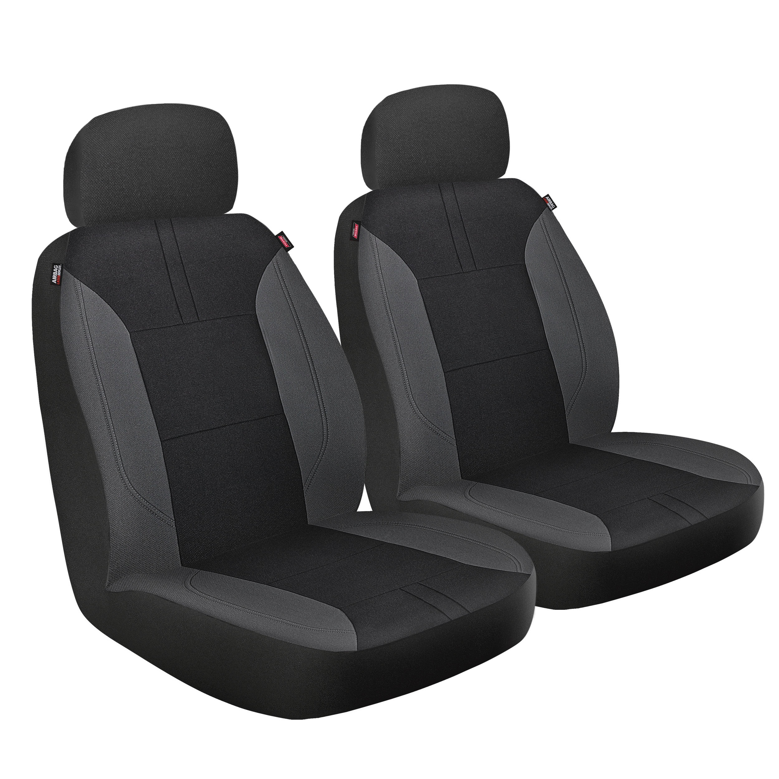 Genuine Dickies 2 Piece Repreve Universal Front Car Seat Covers - Black and Gray, 43163WDI