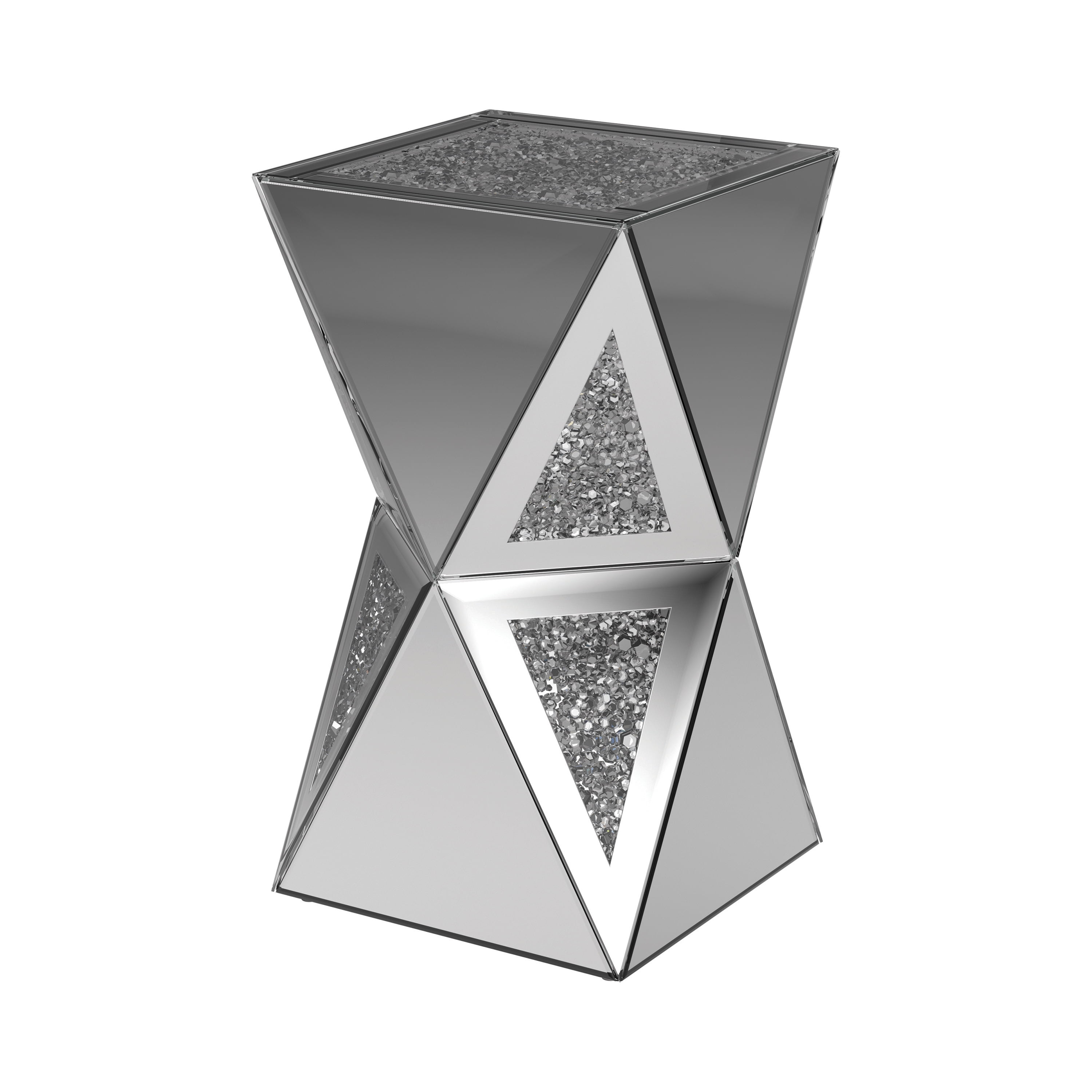 Matheo Mirrored Glass Top Pedestal End Table