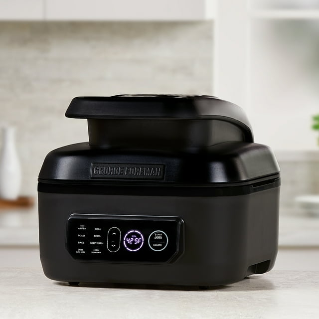 George Foreman George Foreman Beyond Gril 7-In-1 Electric Indoor Grill With Air Fry Technology, MCAFD800D, Black, Large