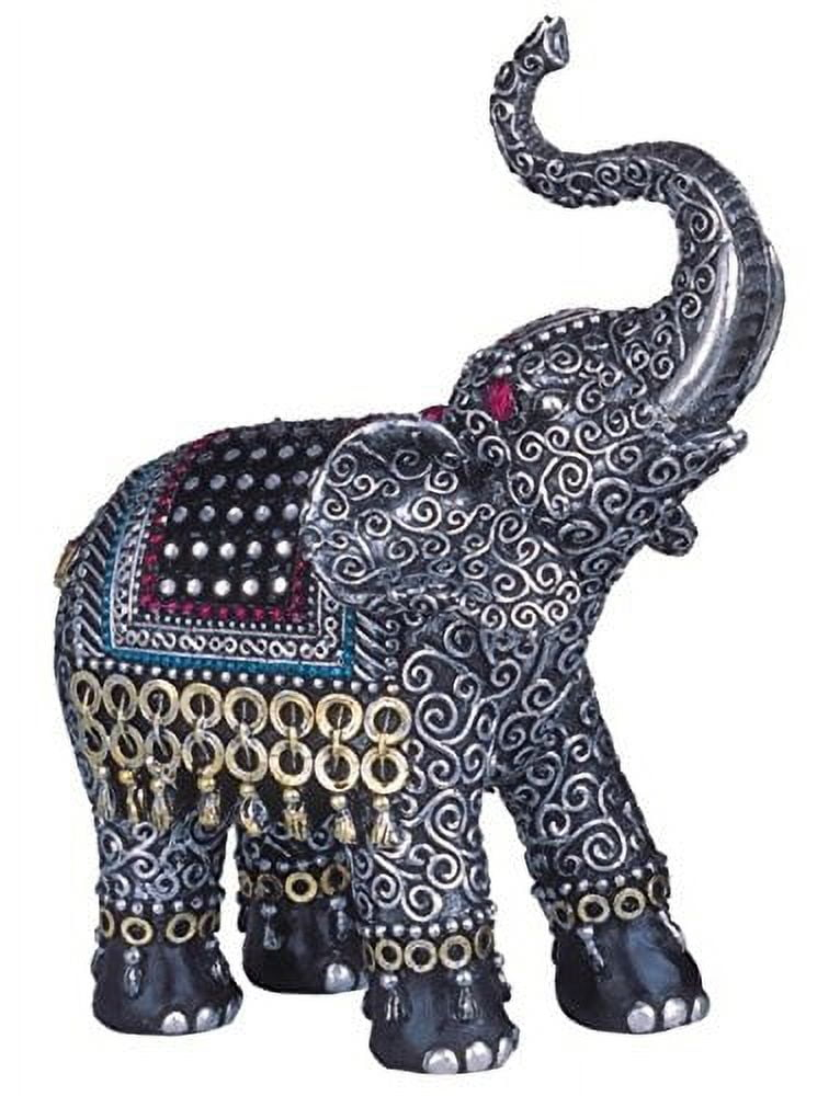 George S. Chen Imports SS-G-88051 Black Thai Elephant With Trunk Raised Collectible Figurine Statue