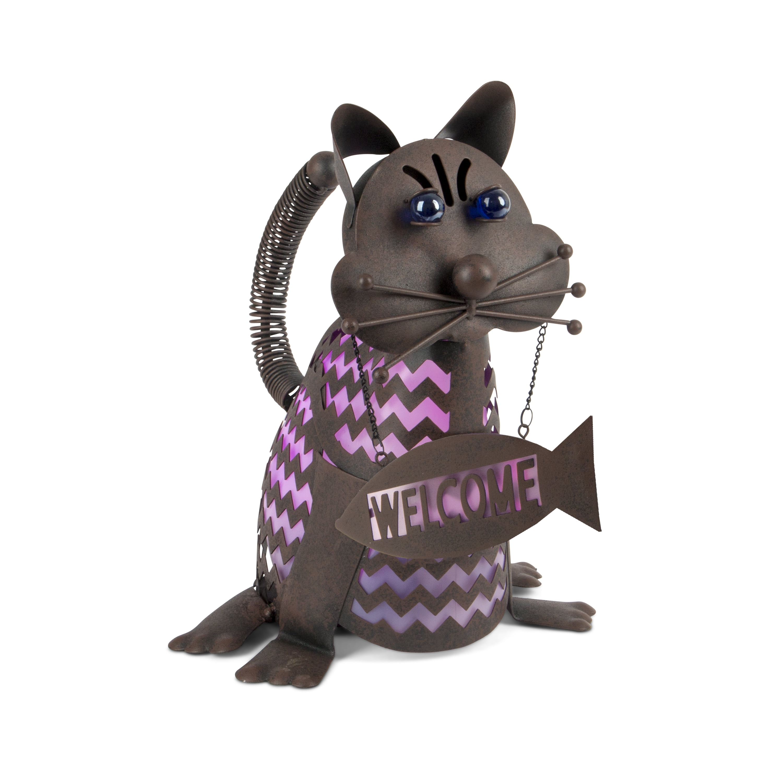 Gerson 12.85" Solar Lighted Garden Meadow Welcome Cat