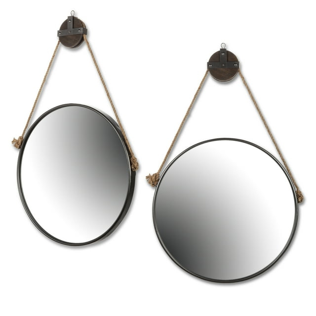 Gerson 28-Inch Diamteter Metal Framed Round Mirror with Pulley