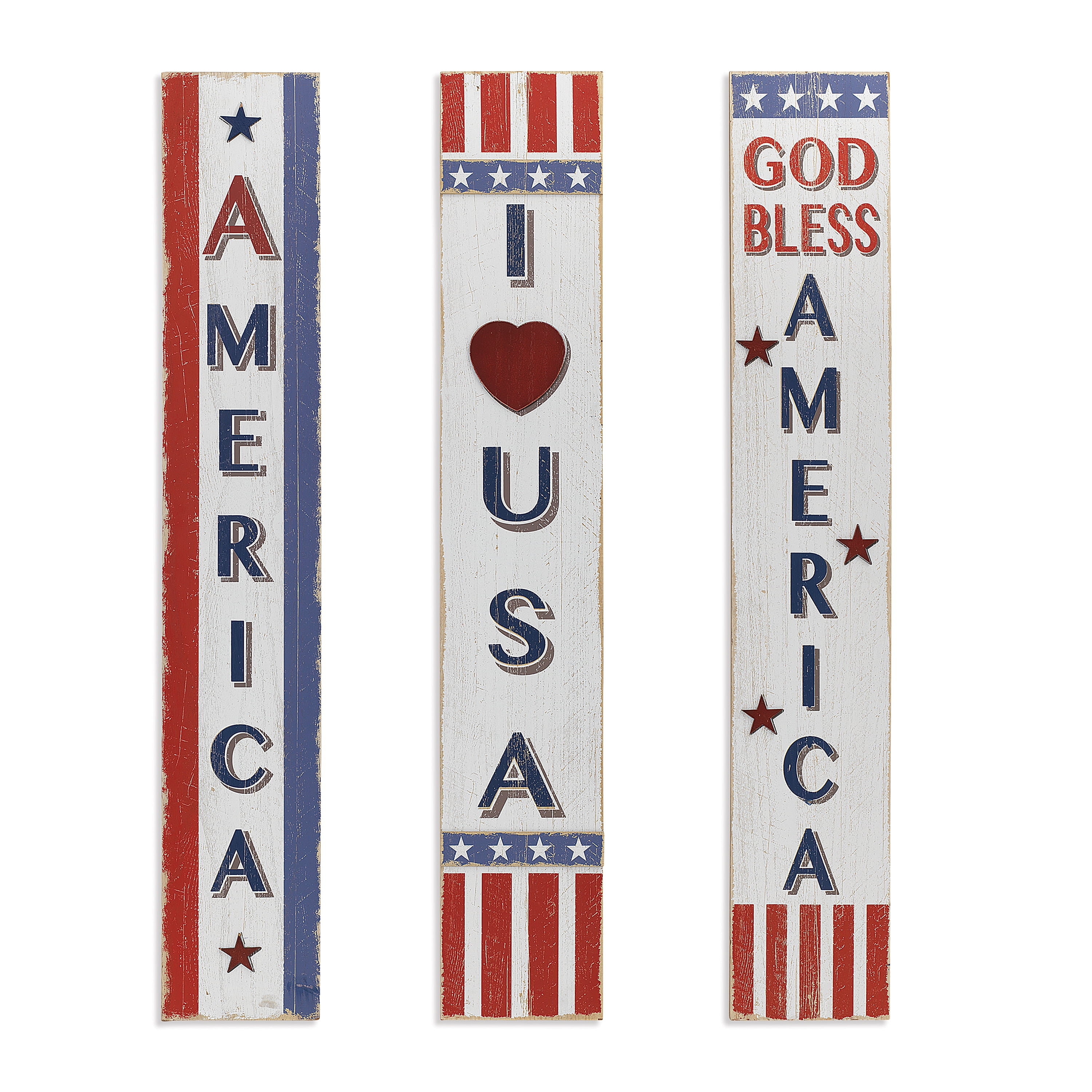 47.2 Inch Tall Wood Americana Decor Set of 3