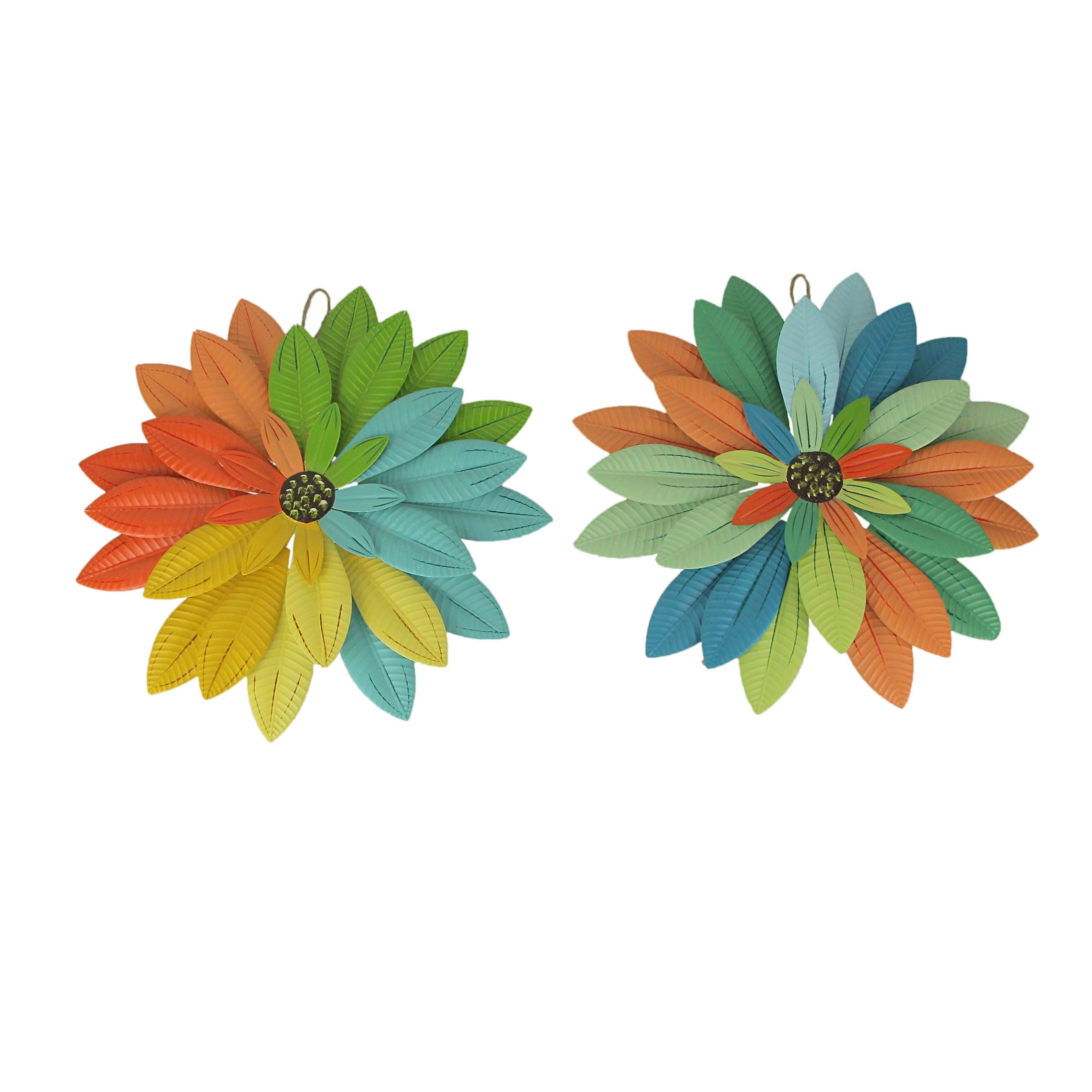 Gerson Multicolor Metal Flower Wall Sculpture Home Decor Hanging (Set of 2)