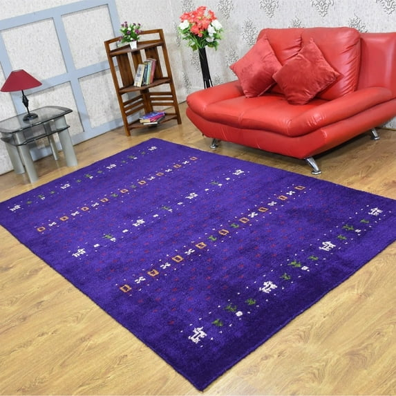 Rugsotic Carpets Handmade Rugs Hand Knotted Loom Rectangle 8'x10' Purple Silk Mix for Indoor Use