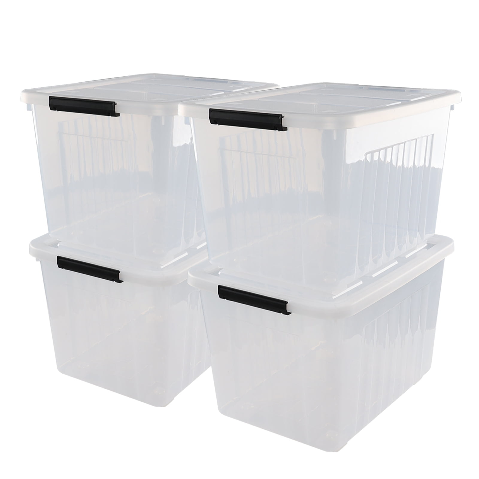 Ggbin 70 Quart Plastic Storage Bins with Wheels, Large Latching Storage Box, 4-Pack