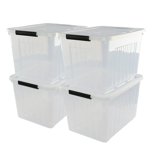 Ggbin 70 Quart Plastic Storage Bins with Wheels, Large Latching Storage Box, 4-Pack