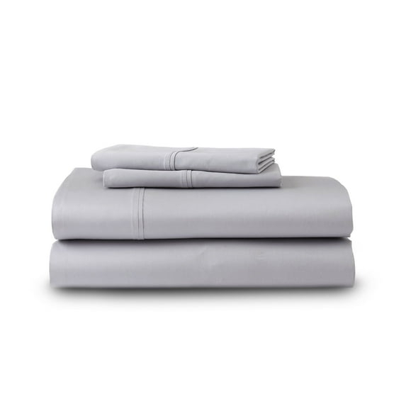 GhostBed Supima Cotton and Tencel Deep Pockets Luxury Sheet Set – Wrinkle Resistant and Cooling Queen, Gray