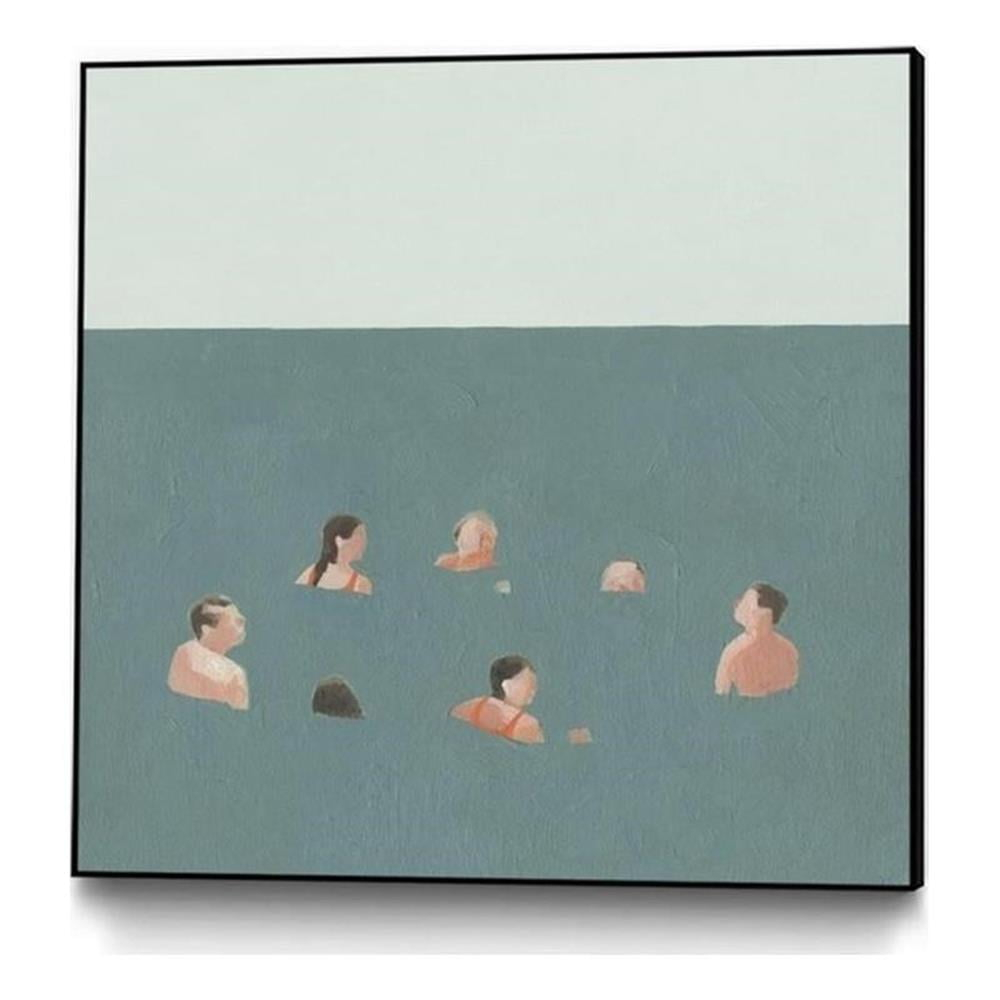 Giant Art Canvas  20x20 The Swimmers I Framed in Green