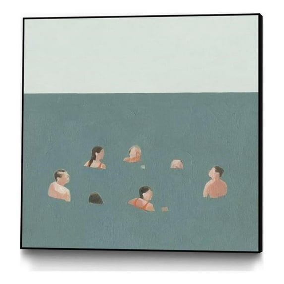 Giant Art Canvas  20x20 The Swimmers I Framed in Green