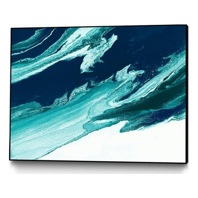 Giant Art Canvas  40x30 Gray And Gold Framed in White
