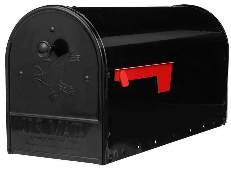 Gibraltar Mailboxes Elite Classic Galvanized Steel Post Mount Black Mailbox