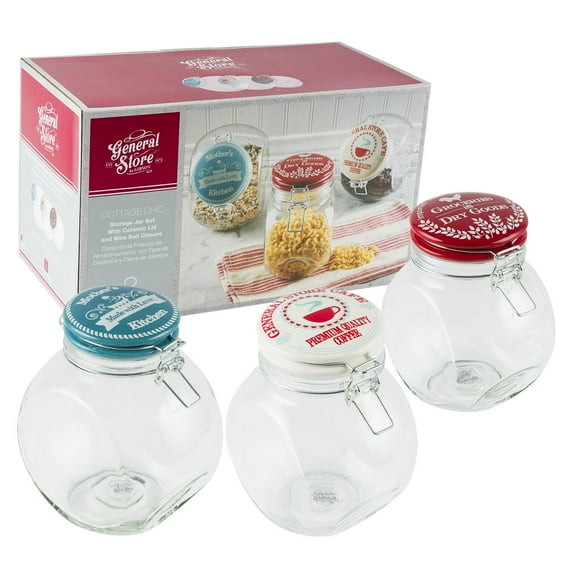 Gibson General Store Cottage Chic 3 Piece Glass Storage Container Set