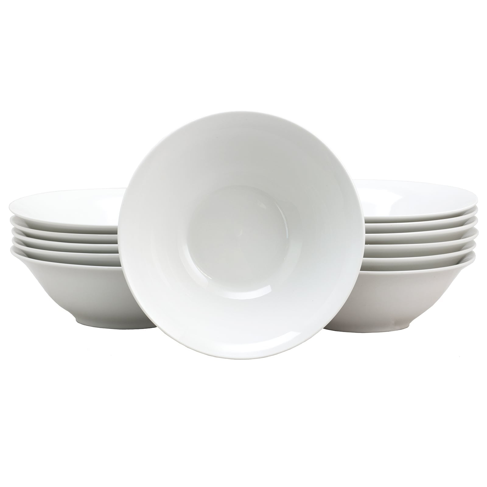 Gibson Home 7 Inch Fine Ceramic Bowls 12 Piece Set in Pearl