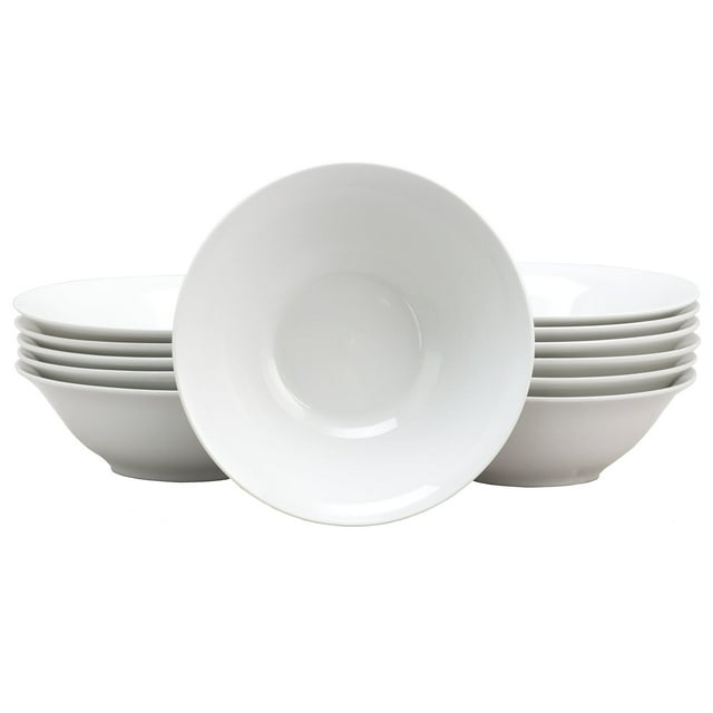 Gibson Home 7 Inch Fine Ceramic Bowls 12 Piece Set in Pearl