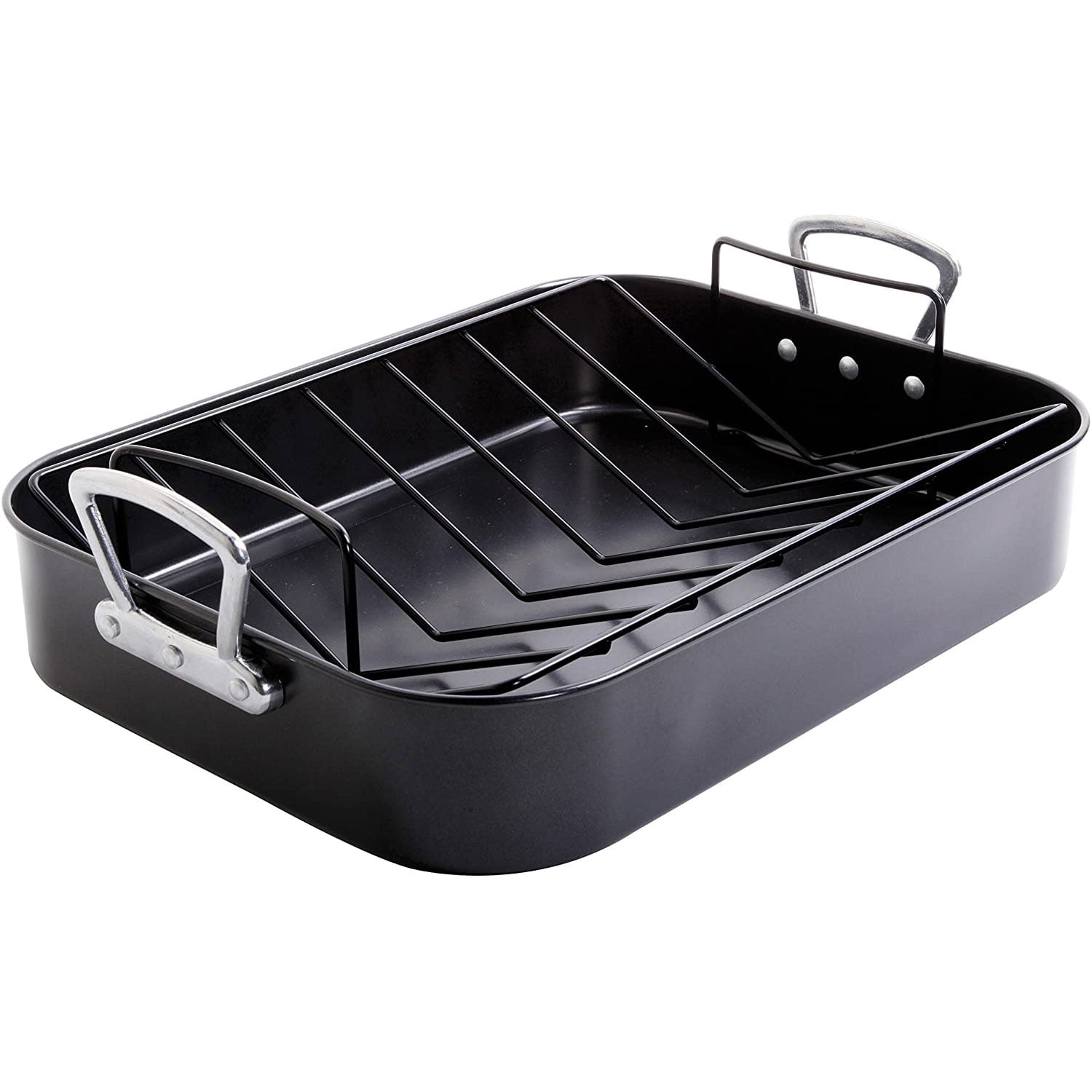 Gibson Home French Roaster 2 Piece Carbon Steel Turkey Chicken w/ Roast Rack