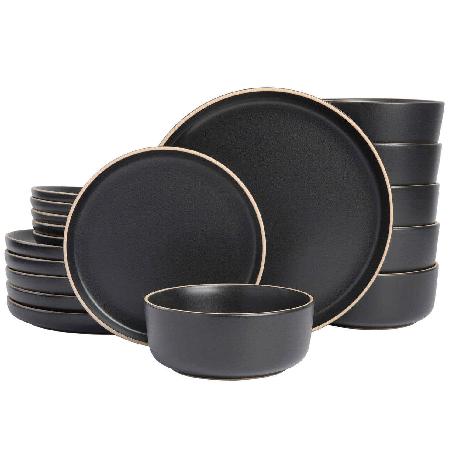 Gibson Home Zuma 18 Piece Dinnerware Set - Black