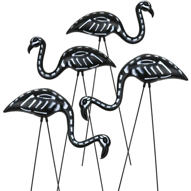 Giftexpress Black Halloween Flamingo Skeleton Outdoor Decor (4 Count)