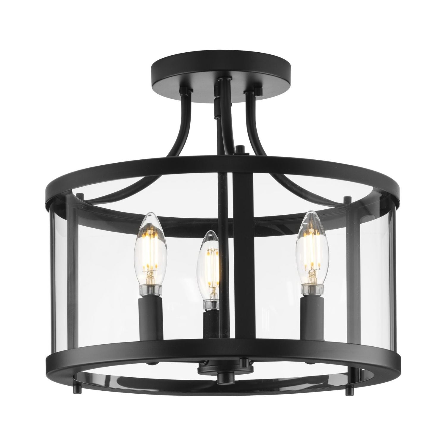 Gilliam Collection 13 in. Three-Light Matte Black New Traditional Semi-Flush Mount
