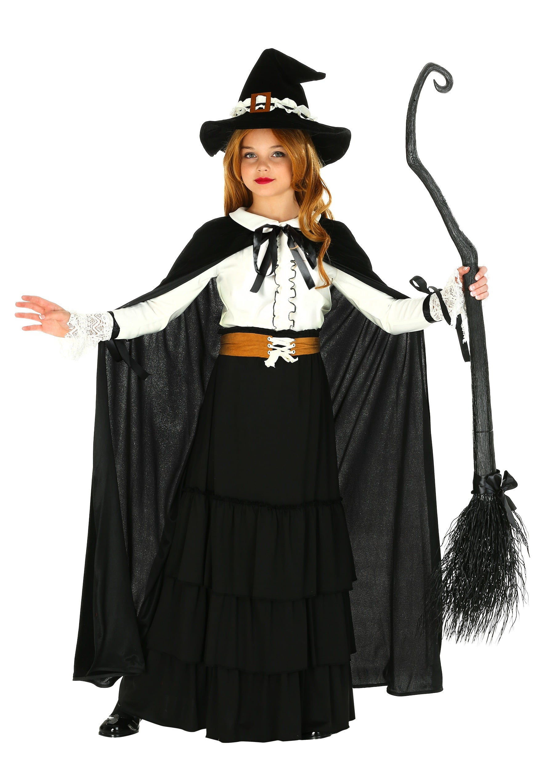 HalloweenCostumes.com X Large Girl Girl's Salem Witch Costume, Black/White