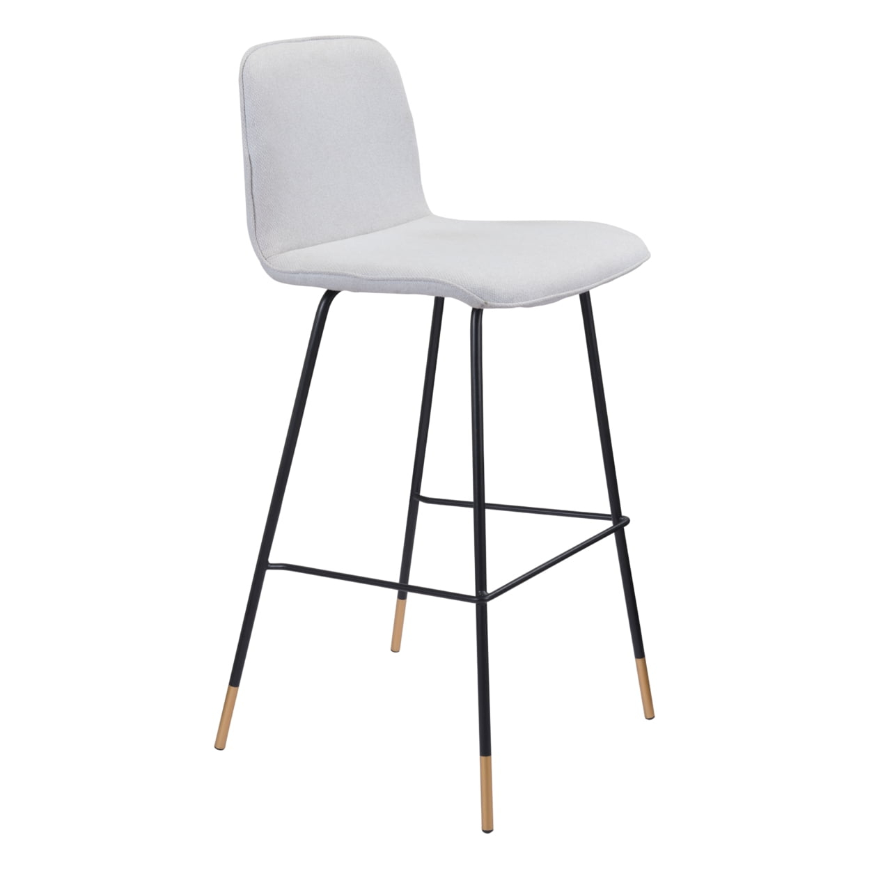 Gironde Barstool Light Gray Modern Urban Mid Century with Gold Tips Steel Base