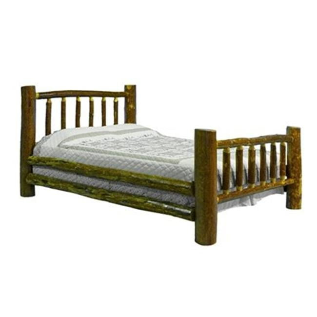 HomeStock Tribal Treasures Full Log Bed - Classic Spindle Style, Lodge Pole Pine with Mortise and Tenon Joinery, Durable and Heirloom Quality, 87" L x 60" W x 47" H