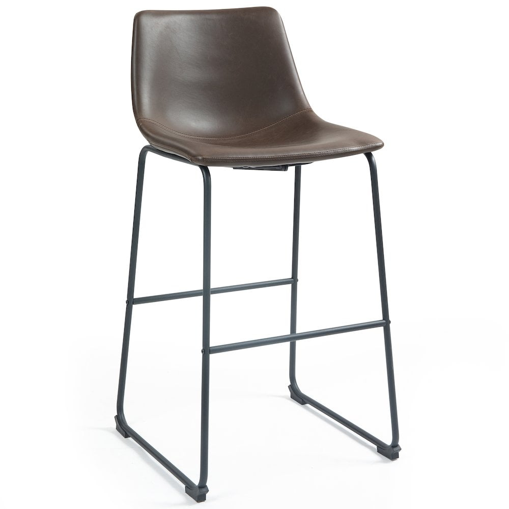 Glamour Home Adan 28.5" Modern Faux Leather Bar Stools in Dark Brown (Set of 2)