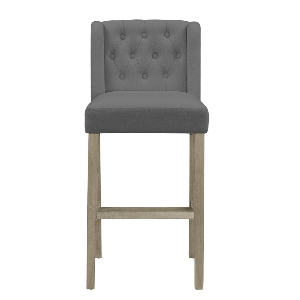 Glamour Home Aled 29" Modern Fabric Bar Stools in Gray (Set of 2)