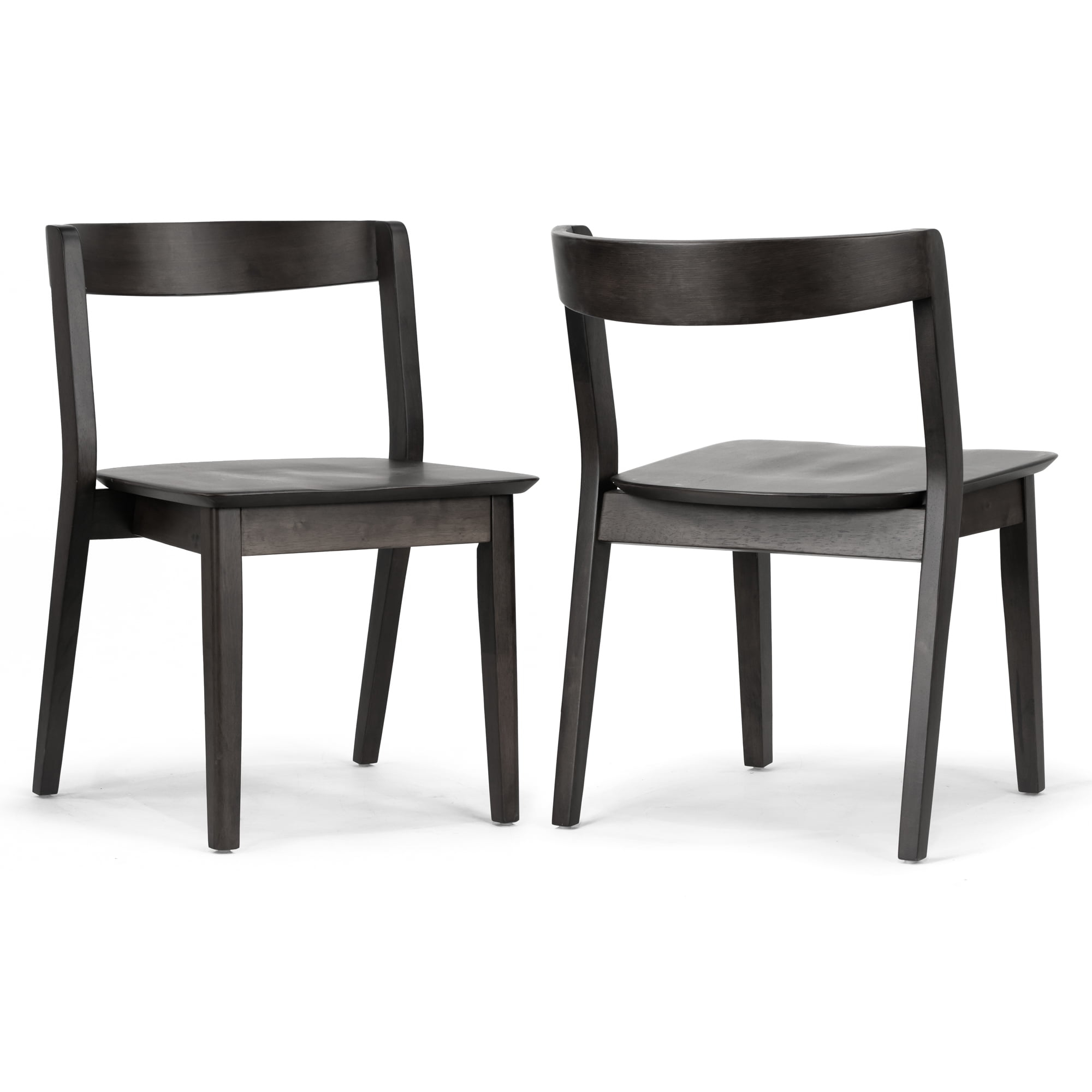 Glamour Home Astor 17.52" Wood Chairs with Curved Back in Black (Set of 2)