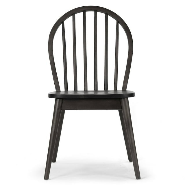 Glamour Home Astra 17.72" Wood Chairs with Windsor Back in Black (Set of 2)