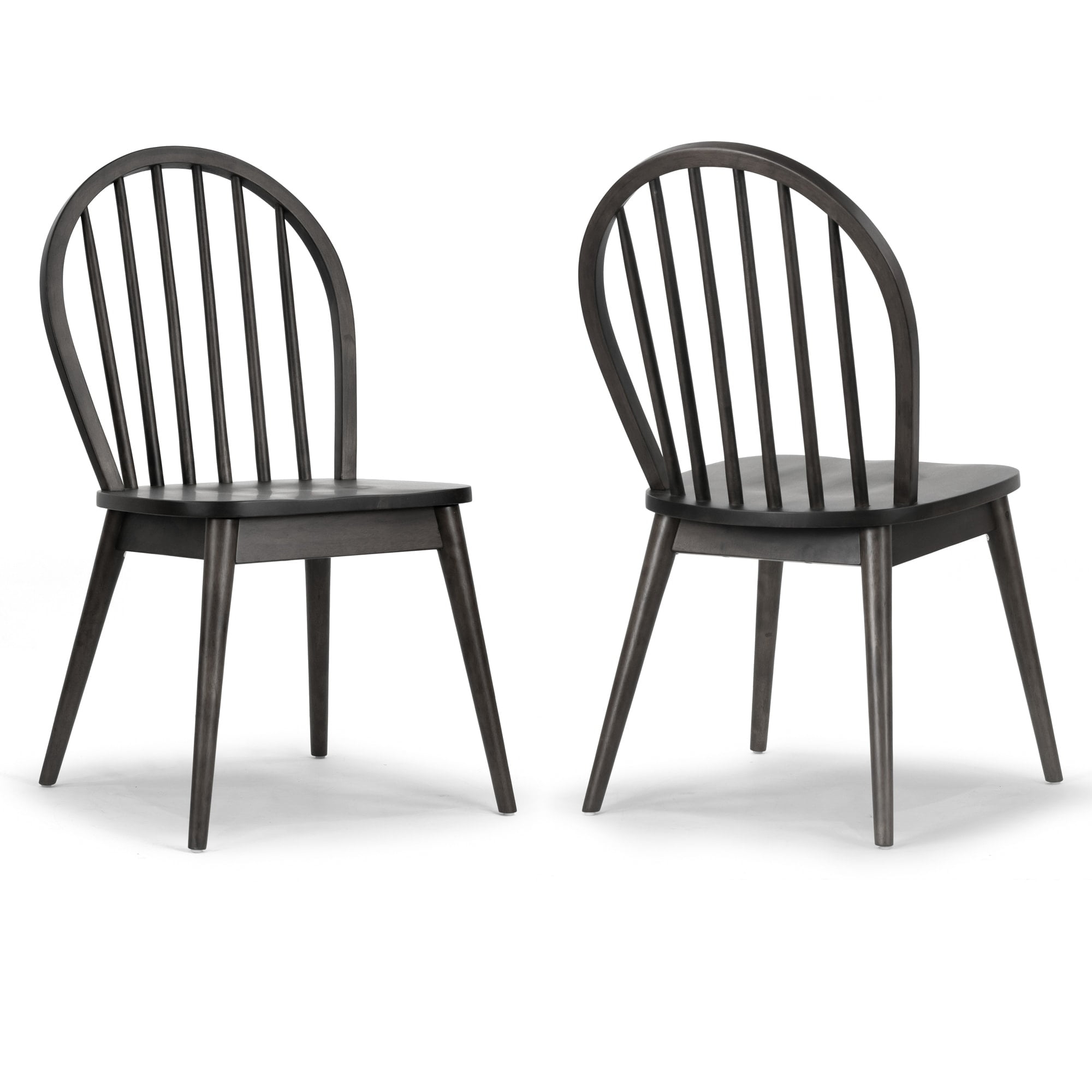 Glamour Home Astra 17.72" Wood Chairs with Windsor Back in Black (Set of 2)