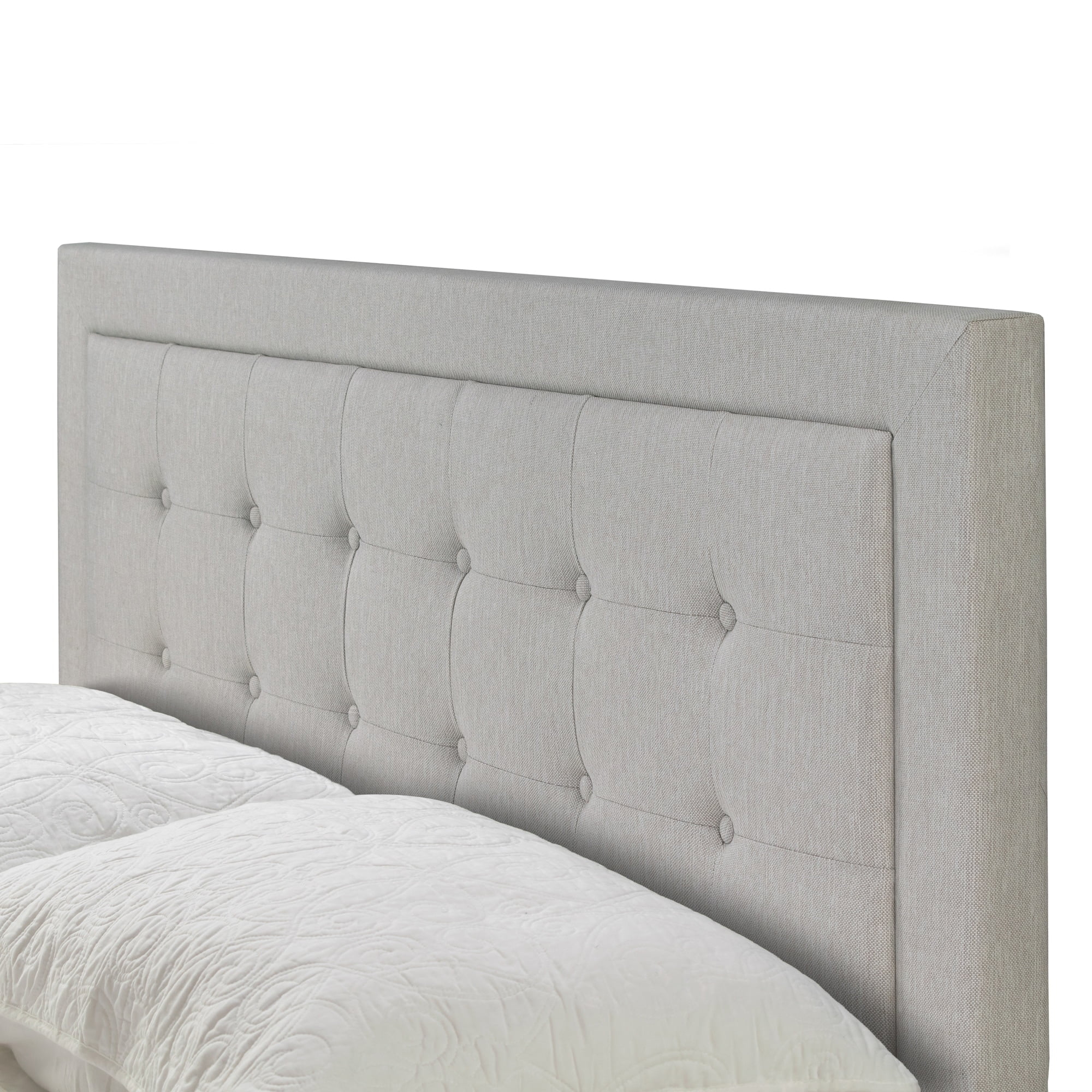 Glamour Home Austin Fabric Queen Bed with Button Tufting & Stitching in Beige