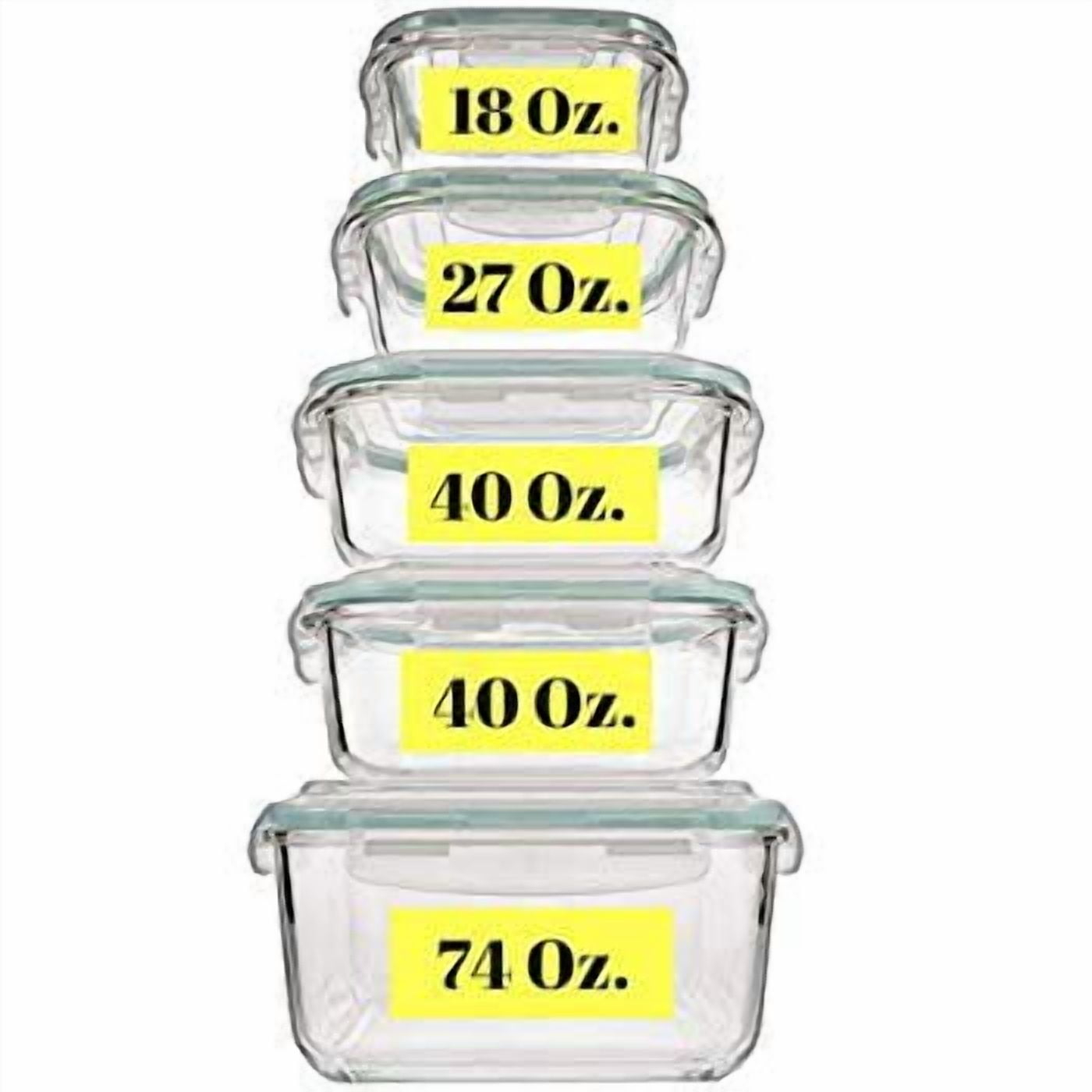 Razab 10-Piece Glass Food Storage Containers with Airtight Lids – Leakproof, BPA-Free, Oven, Microwave, Freezer & Dishwasher Safe Meal Prep Containers for Kitchen & Pantry Organization