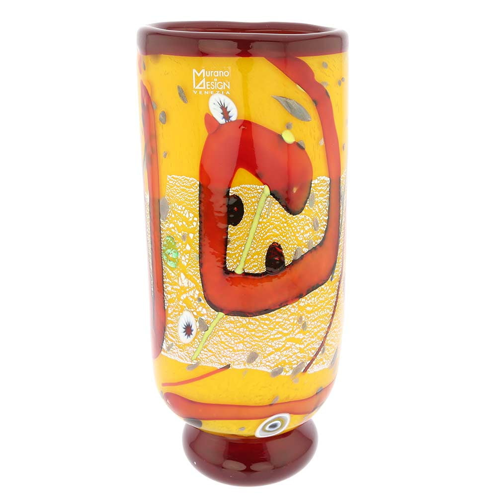 GlassOfVenice Murano Glass Modern Art Vase - Yellow