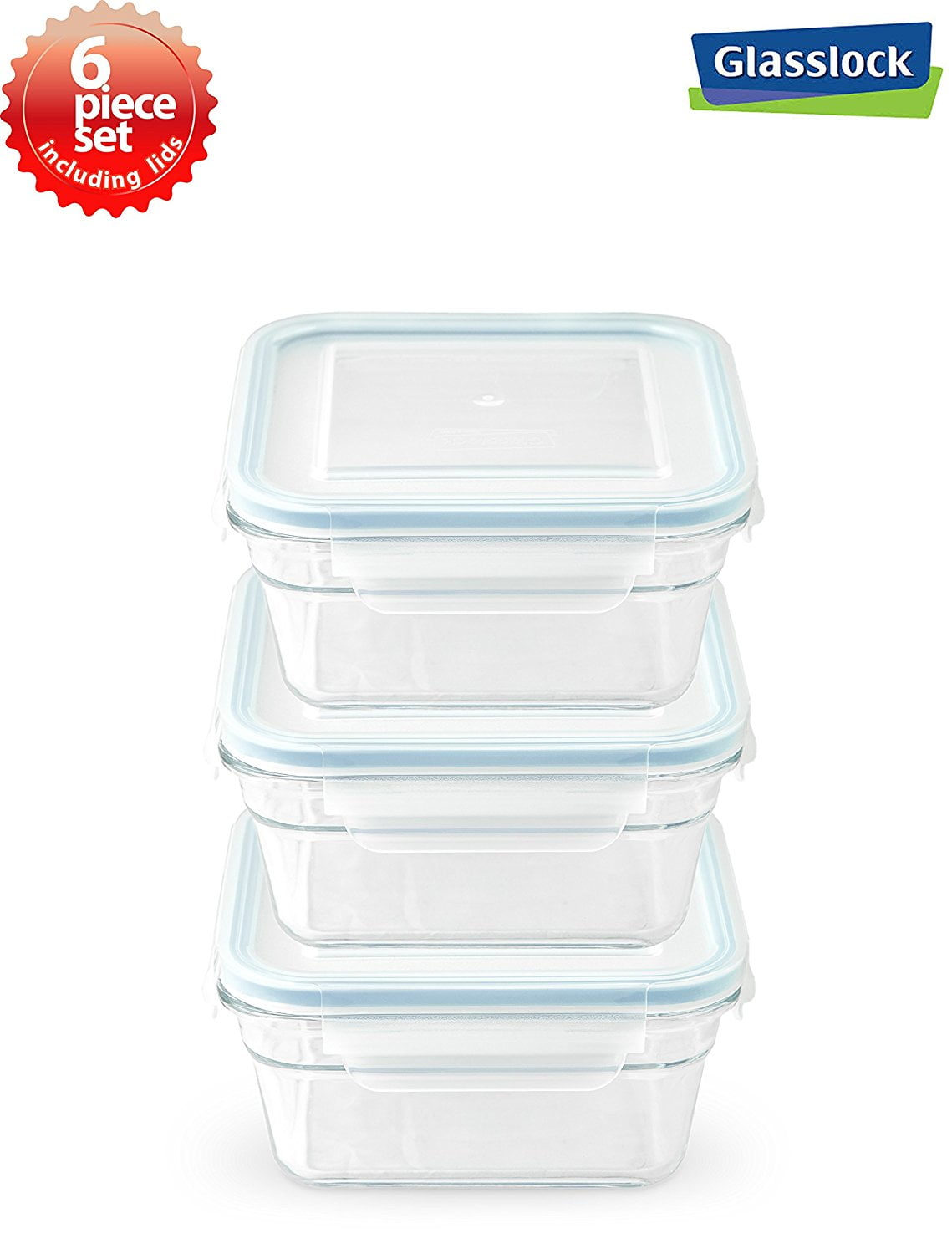Glasslock Glass Food Storage - Set of 3 Containers and 3 Lids (Set of 3)