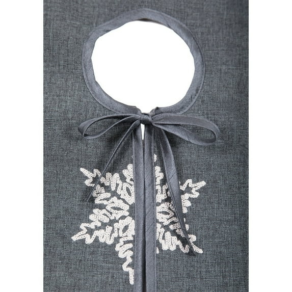 Glisten Snowflake Embroidered Christmas Tree Skirt, 56-Inch Round, Grey