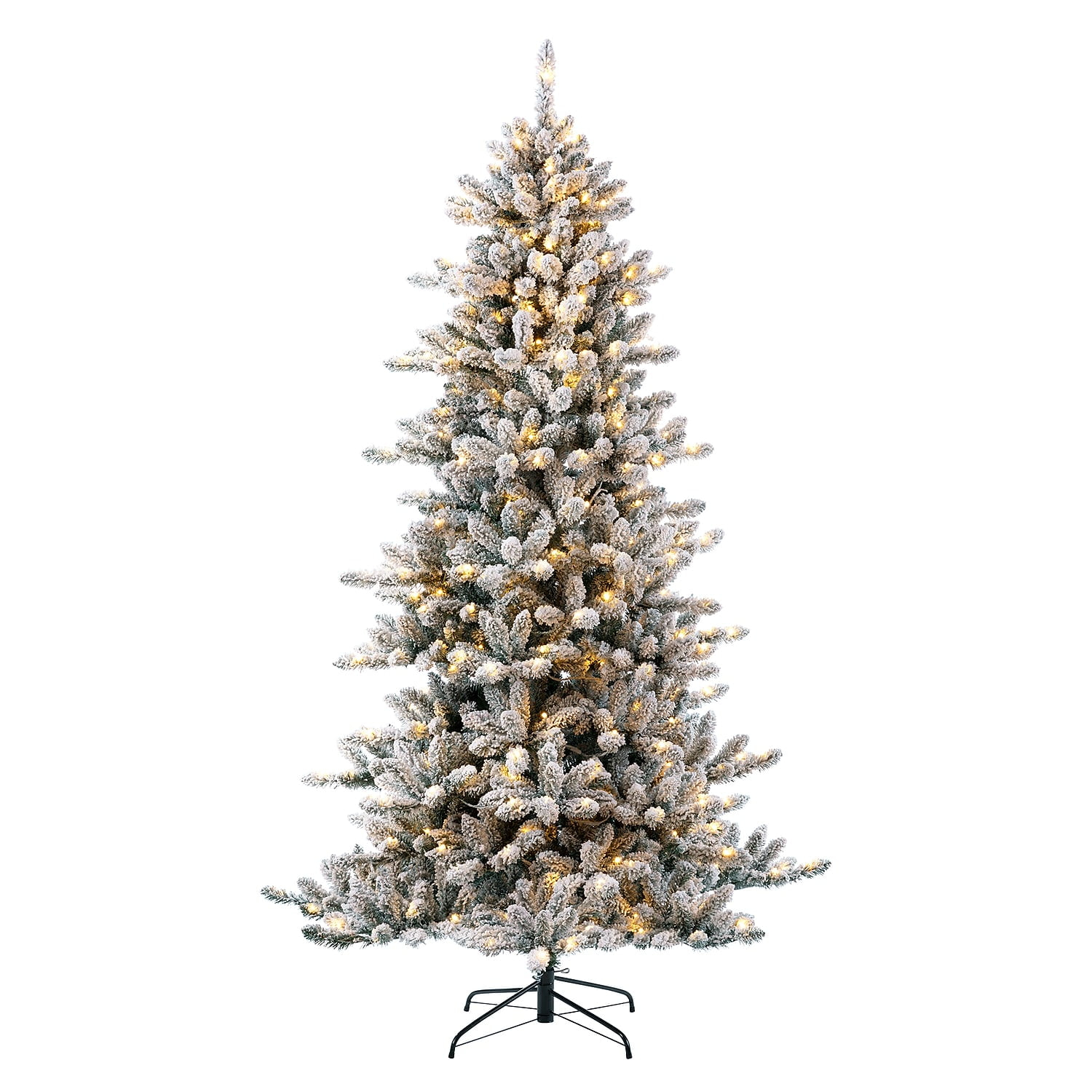 Glitz Design Glitzhome 7.5ft Pre-Lit Snow Flocked Fir Christmas Tree with 400 Warm White Lights