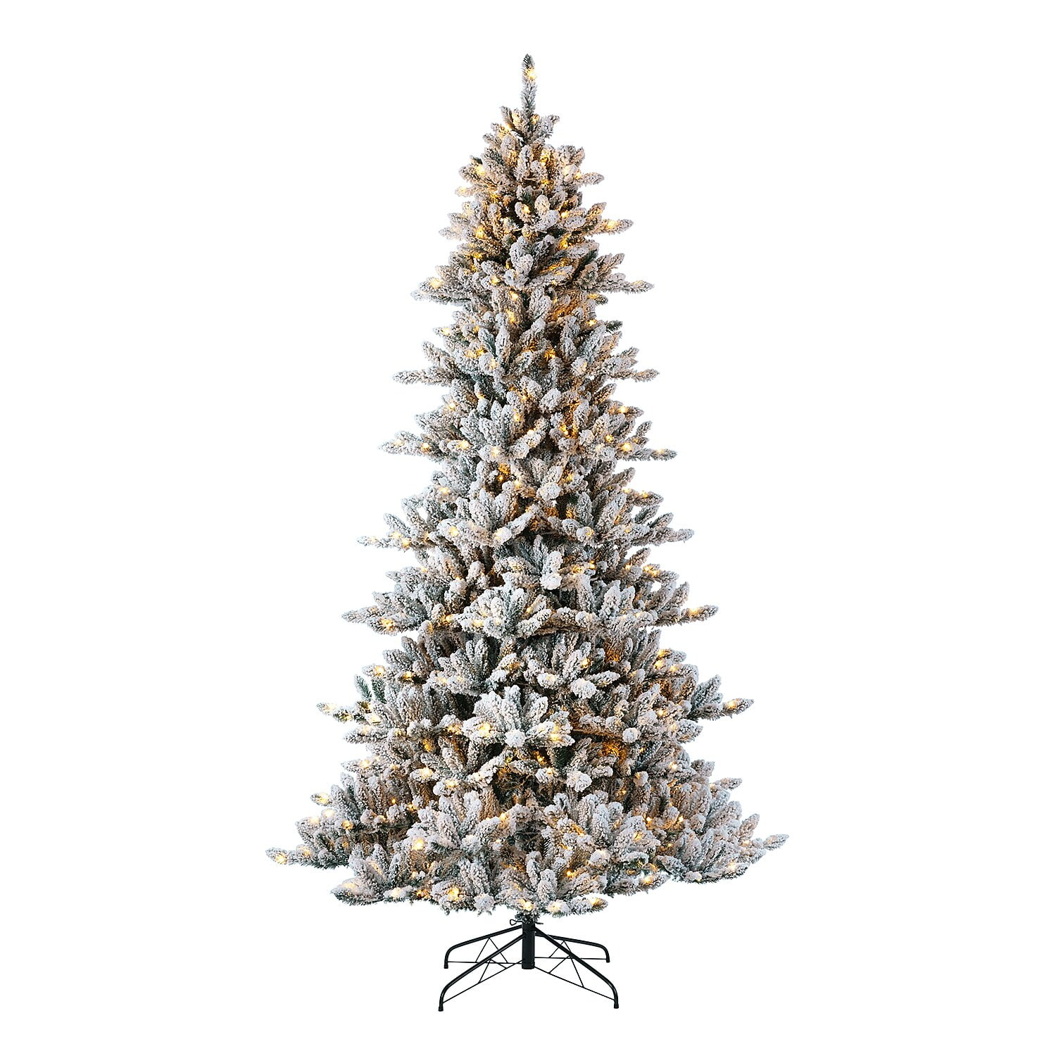 Glitz Design Glitzhome 9ft Pre-Lit Snow Flocked Fir Artificial Christmas Tree with 650 Warm White