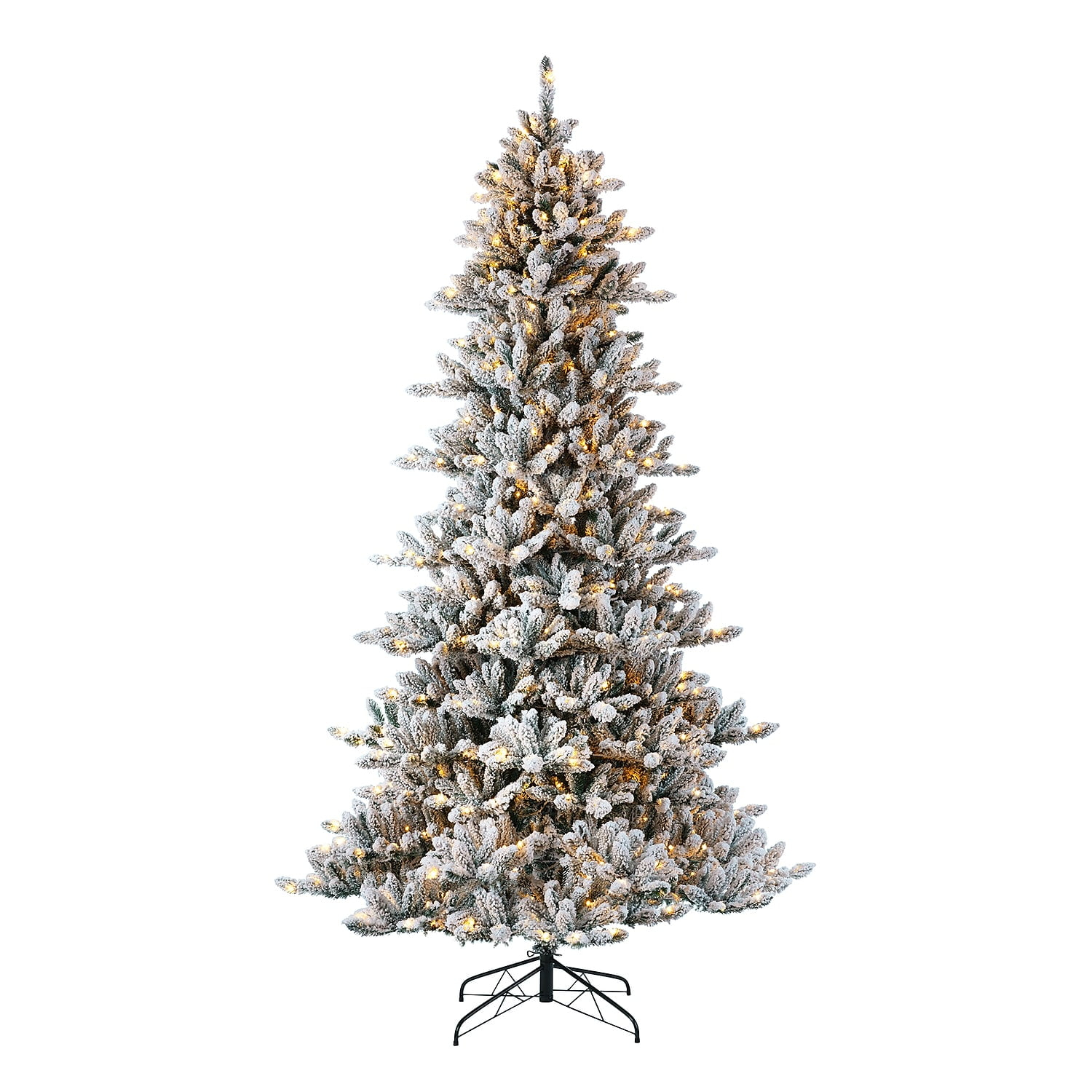 Glitz Design Glitzhome 9ft Pre-Lit Snow Flocked Fir Artificial Christmas Tree with 650 Warm White